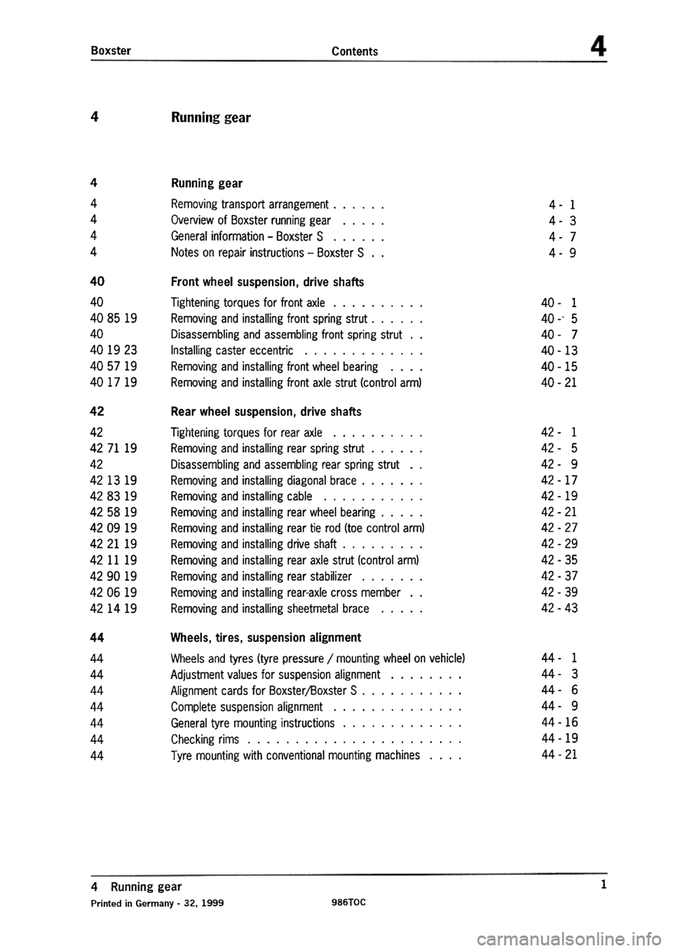 PORSCHE 986 BOXSTER 1997  Workshop Manual 