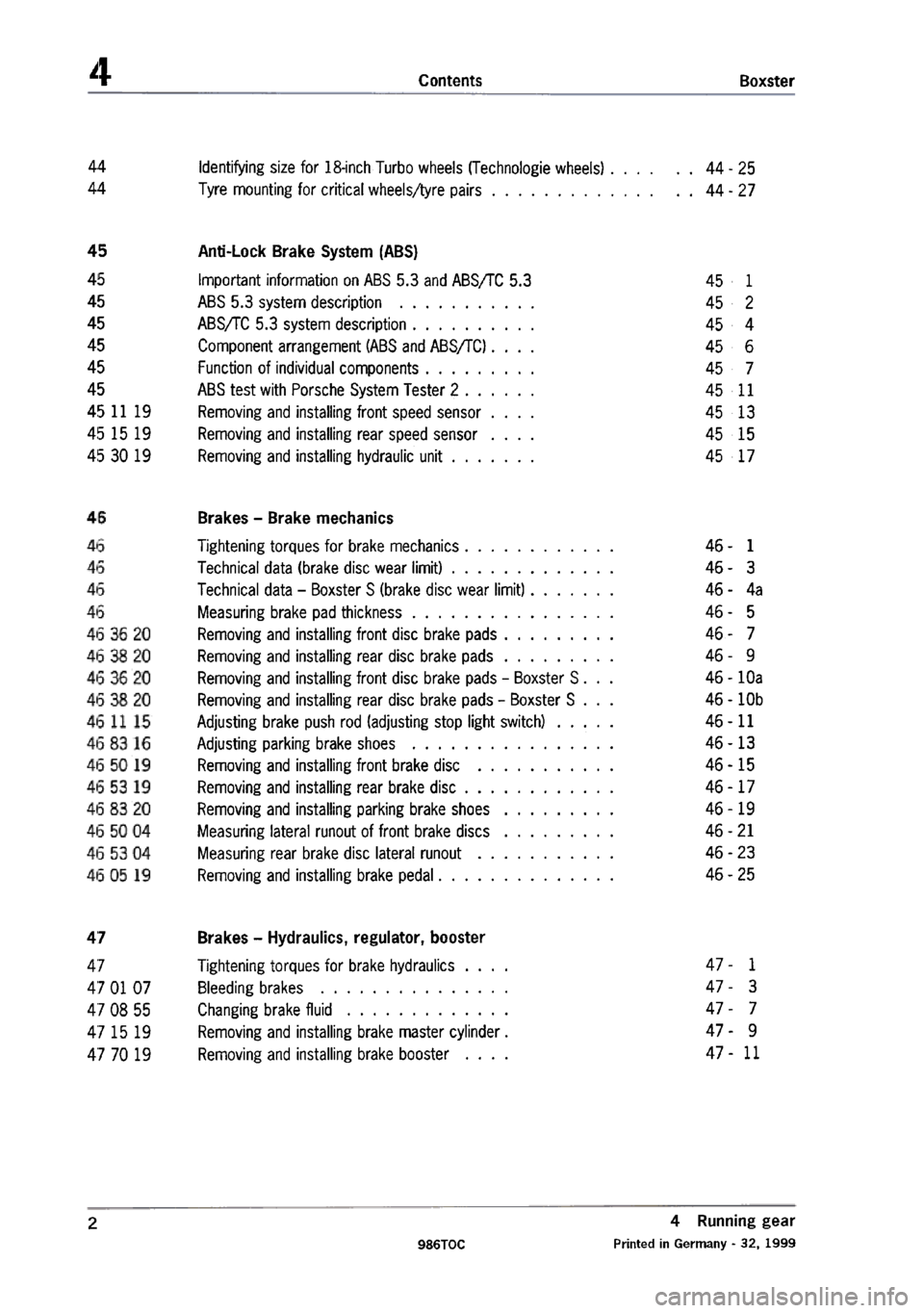 PORSCHE 986 BOXSTER 1997  Workshop Manual 