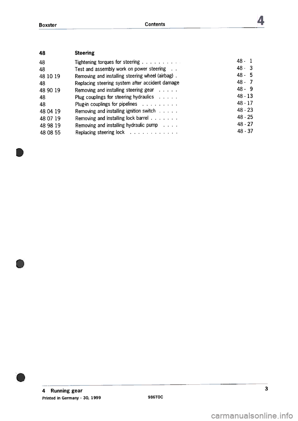 PORSCHE 986 BOXSTER 1997  Workshop Manual 