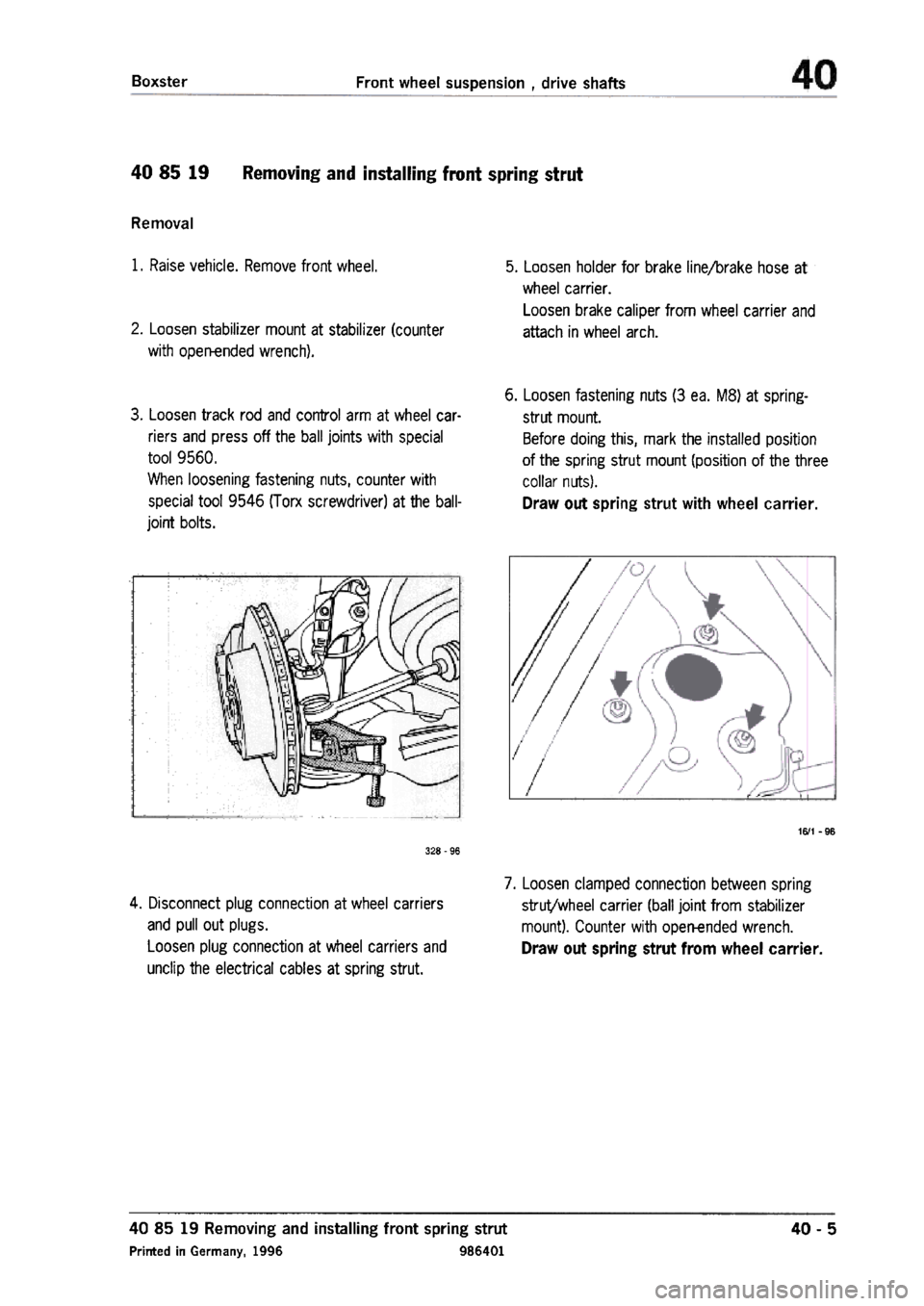 PORSCHE 986 BOXSTER 1997  Workshop Manual 