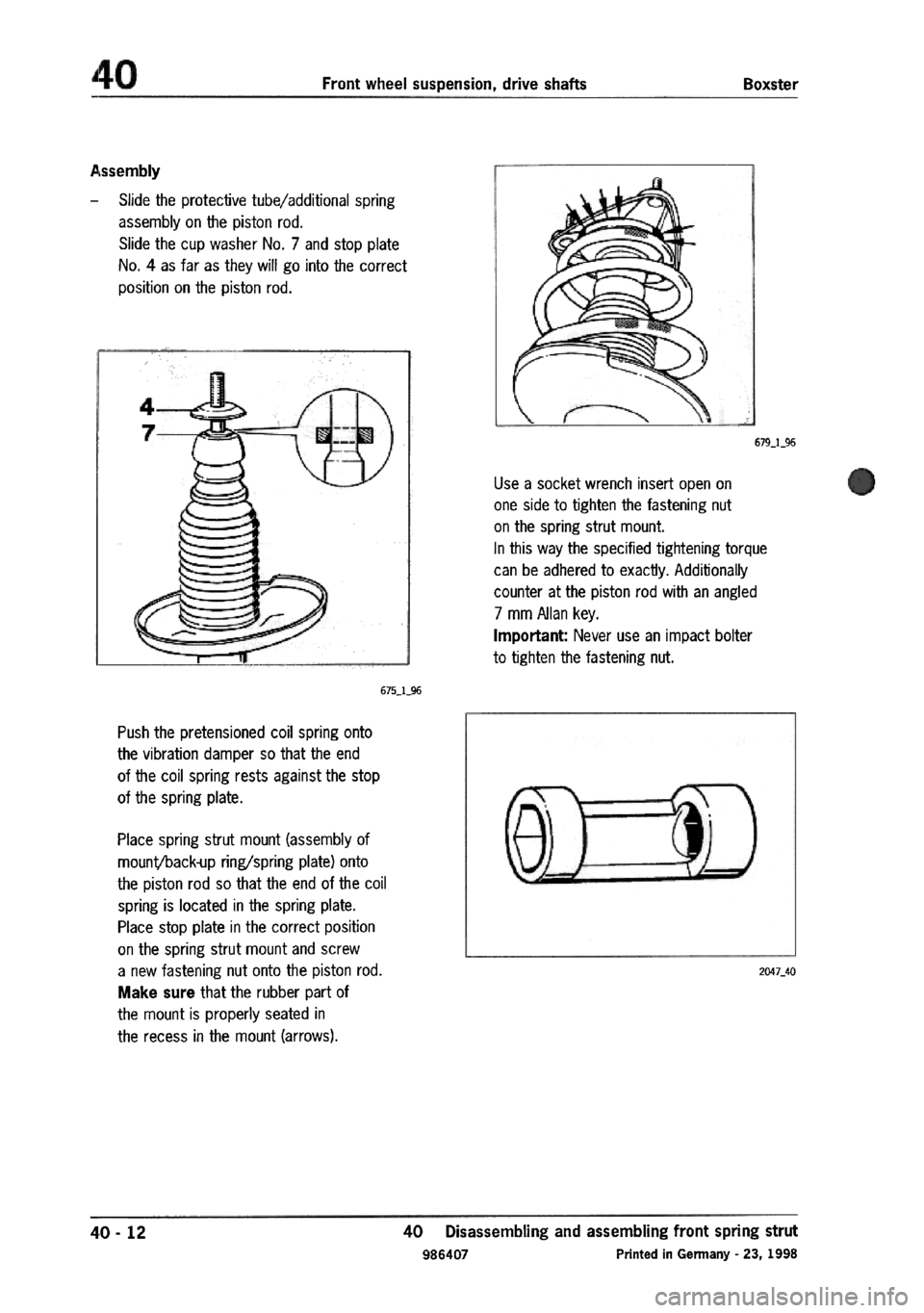 PORSCHE 986 BOXSTER 1997  Workshop Manual 