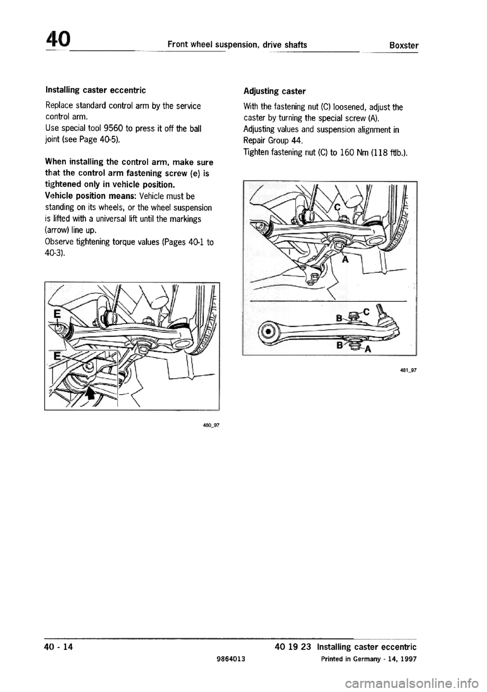 PORSCHE 986 BOXSTER 1997  Workshop Manual 