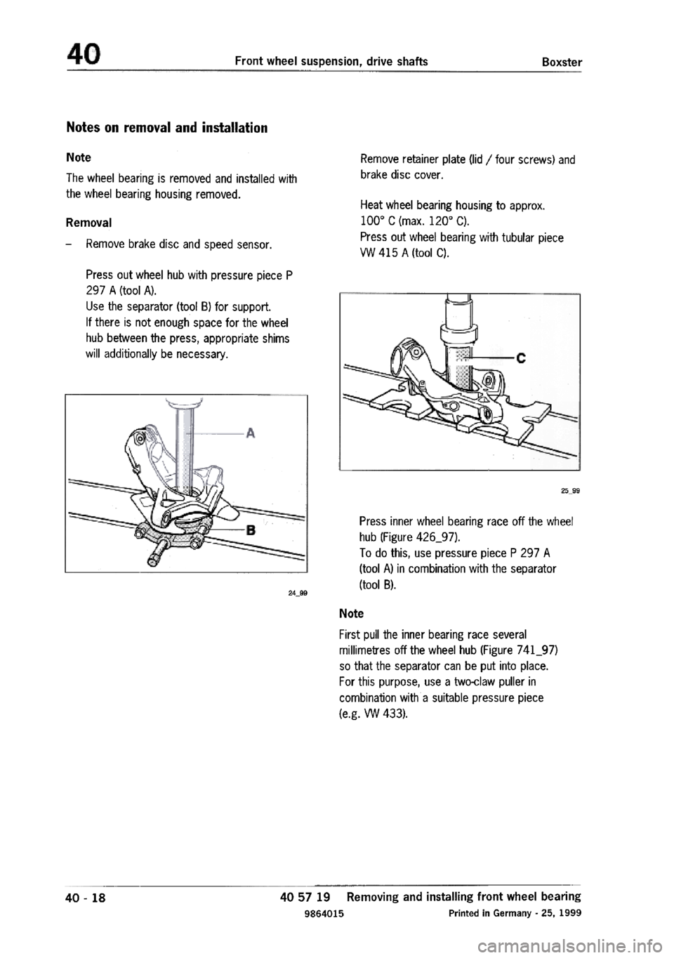 PORSCHE 986 BOXSTER 1997  Workshop Manual 