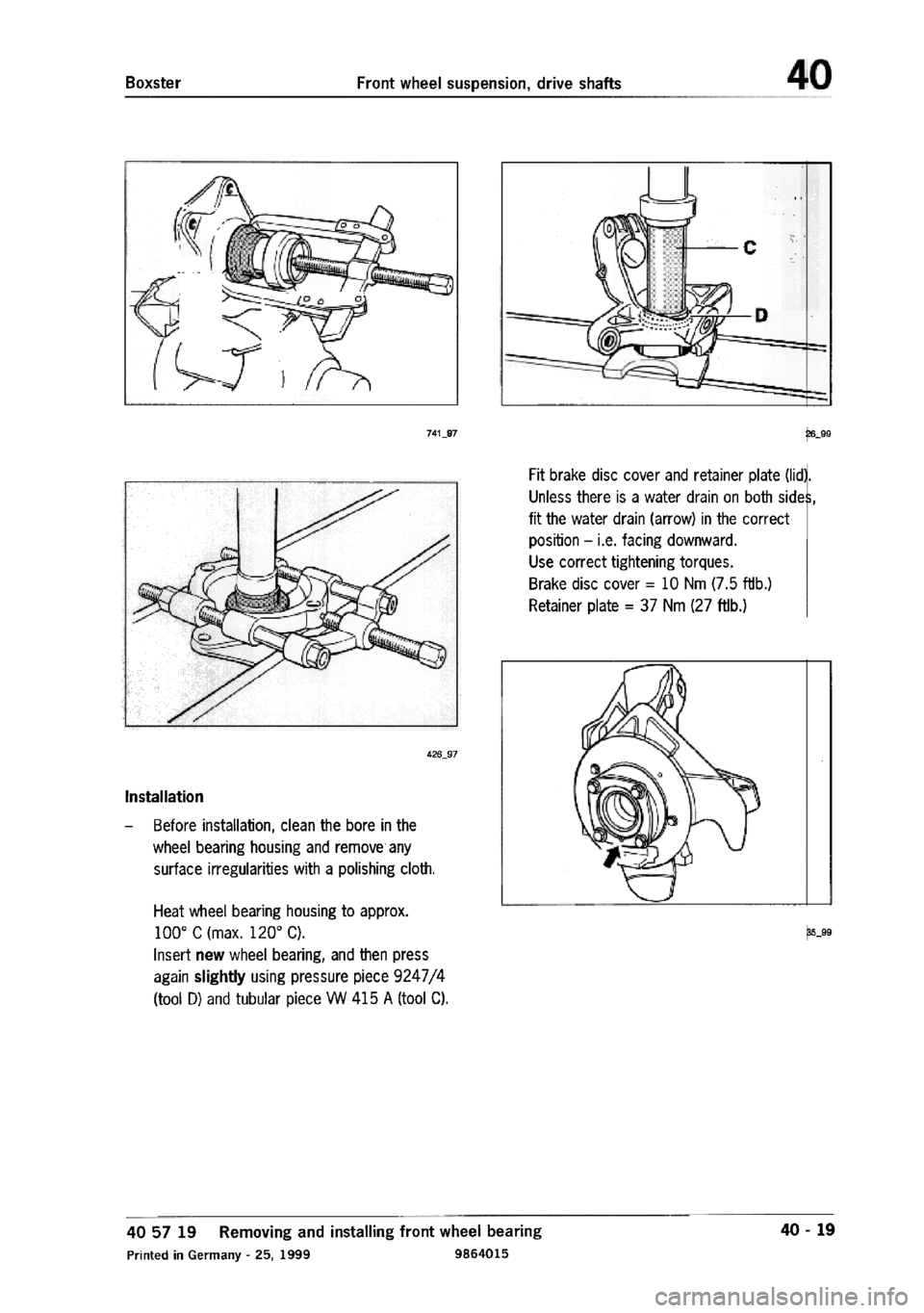 PORSCHE 986 BOXSTER 1997  Workshop Manual 