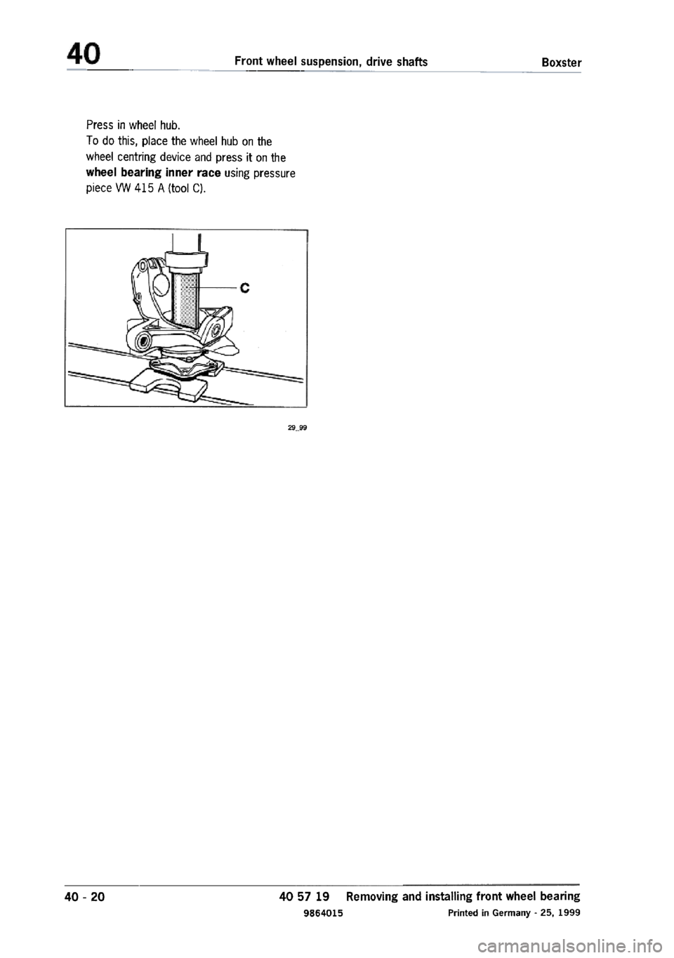 PORSCHE 986 BOXSTER 1997  Workshop Manual 