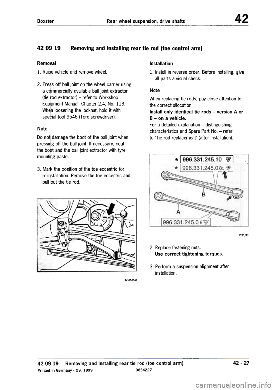 PORSCHE 986 BOXSTER 1997  Workshop Manual 