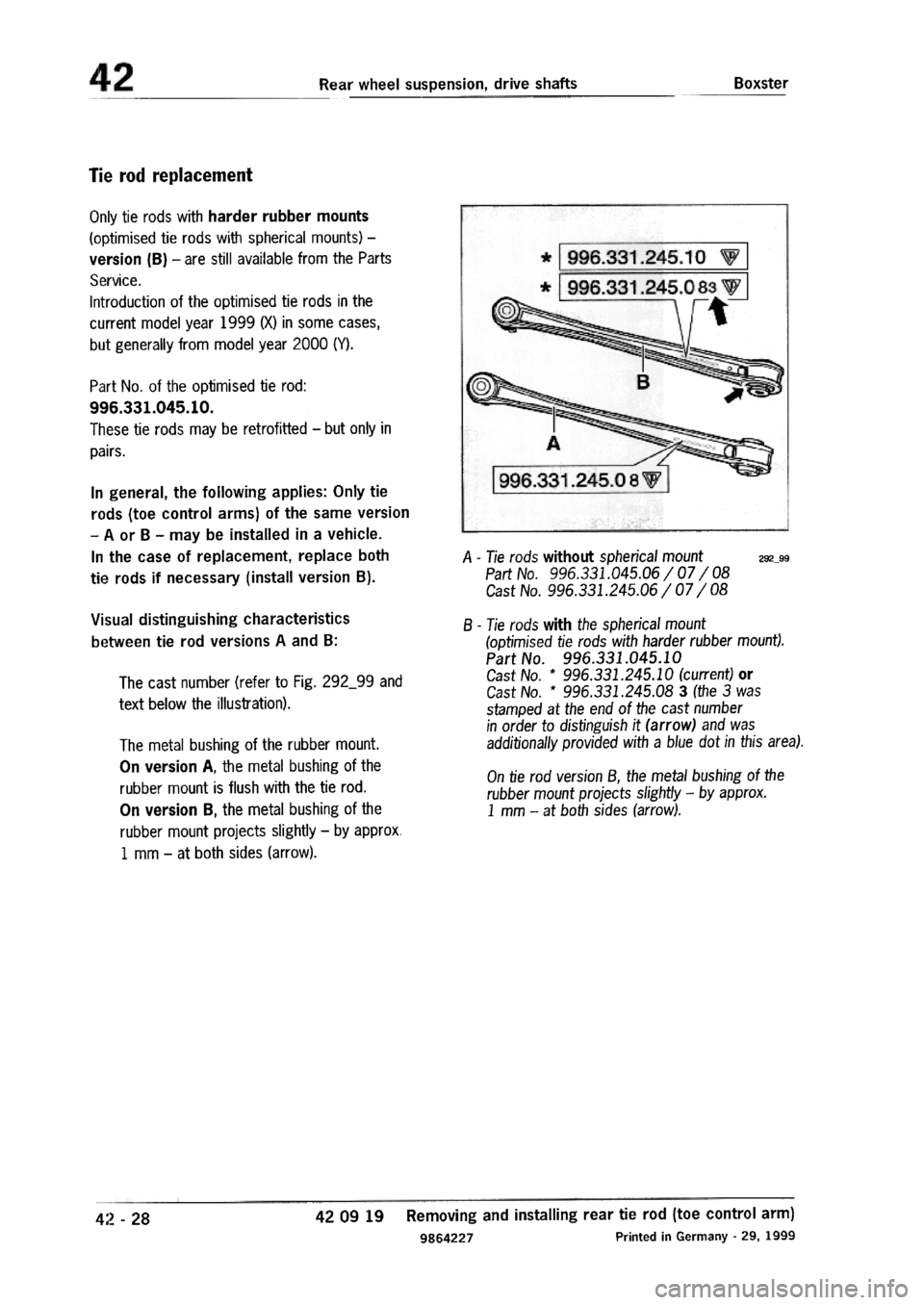 PORSCHE 986 BOXSTER 1997  Workshop Manual 