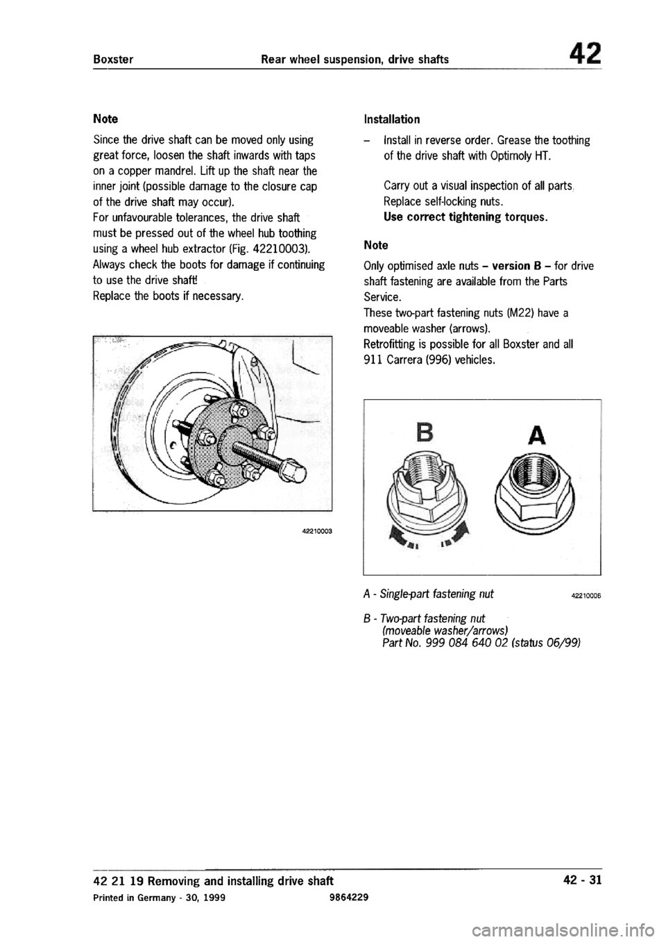 PORSCHE 986 BOXSTER 1997  Workshop Manual 