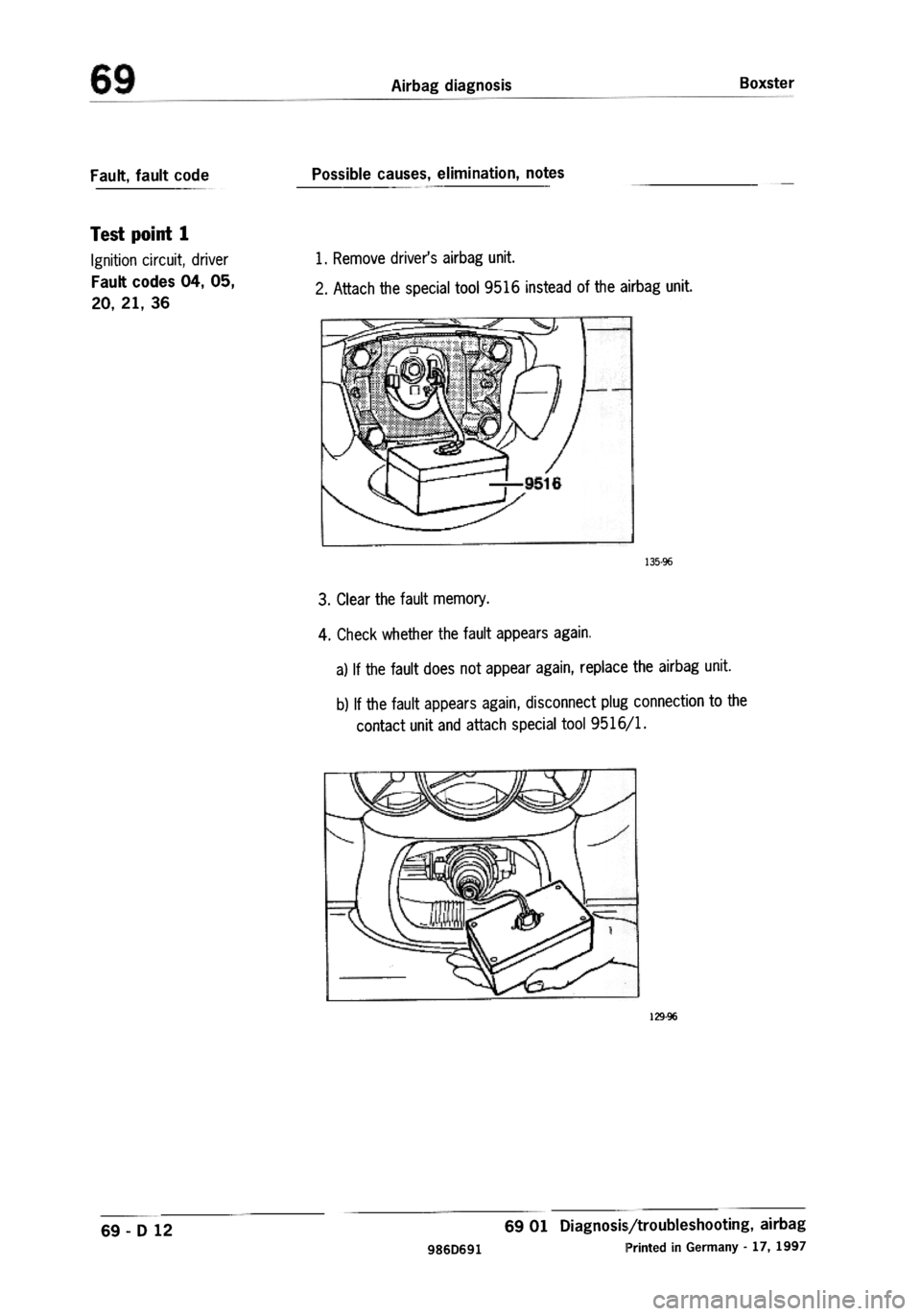 PORSCHE 986 BOXSTER 1997  Workshop Manual 