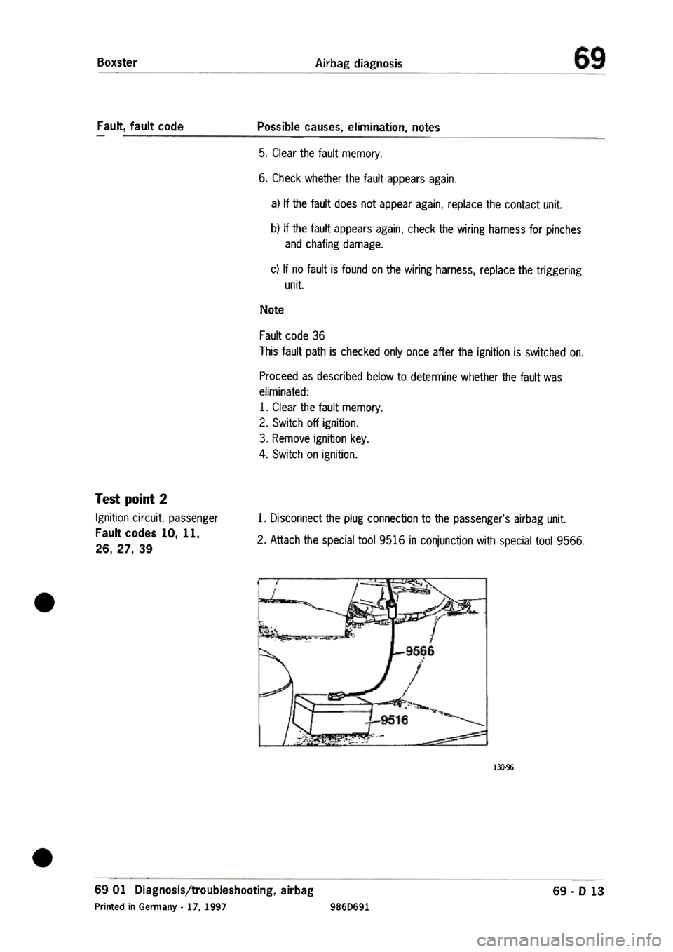 PORSCHE 986 BOXSTER 1997  Workshop Manual 