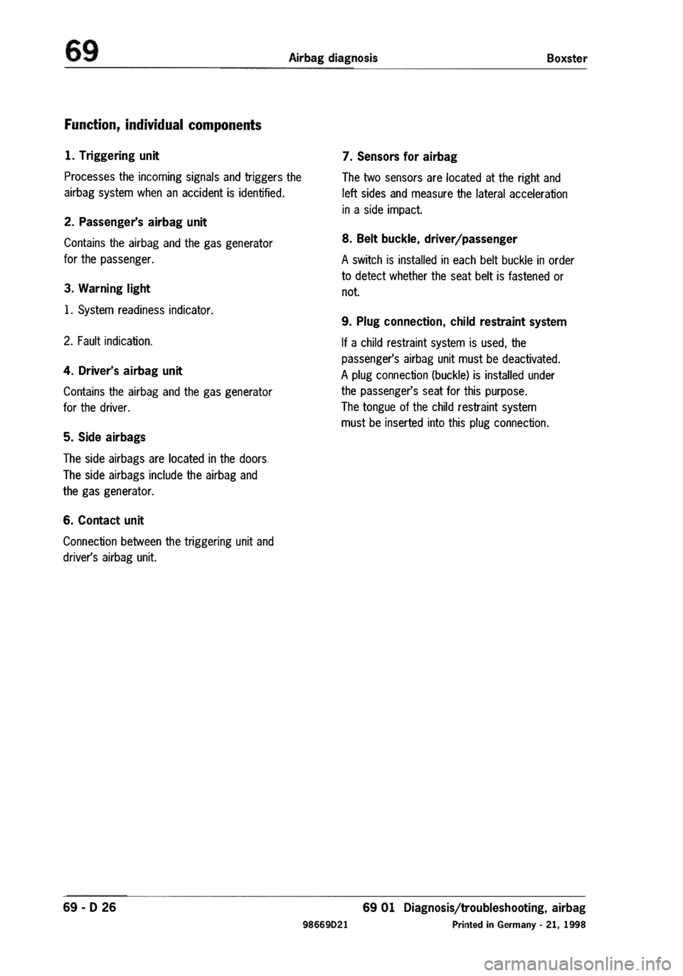 PORSCHE 986 BOXSTER 1997  Workshop Manual 