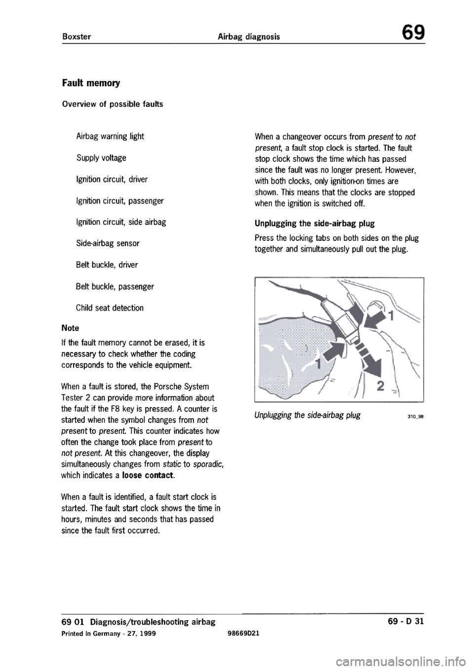 PORSCHE 986 BOXSTER 1997  Workshop Manual 