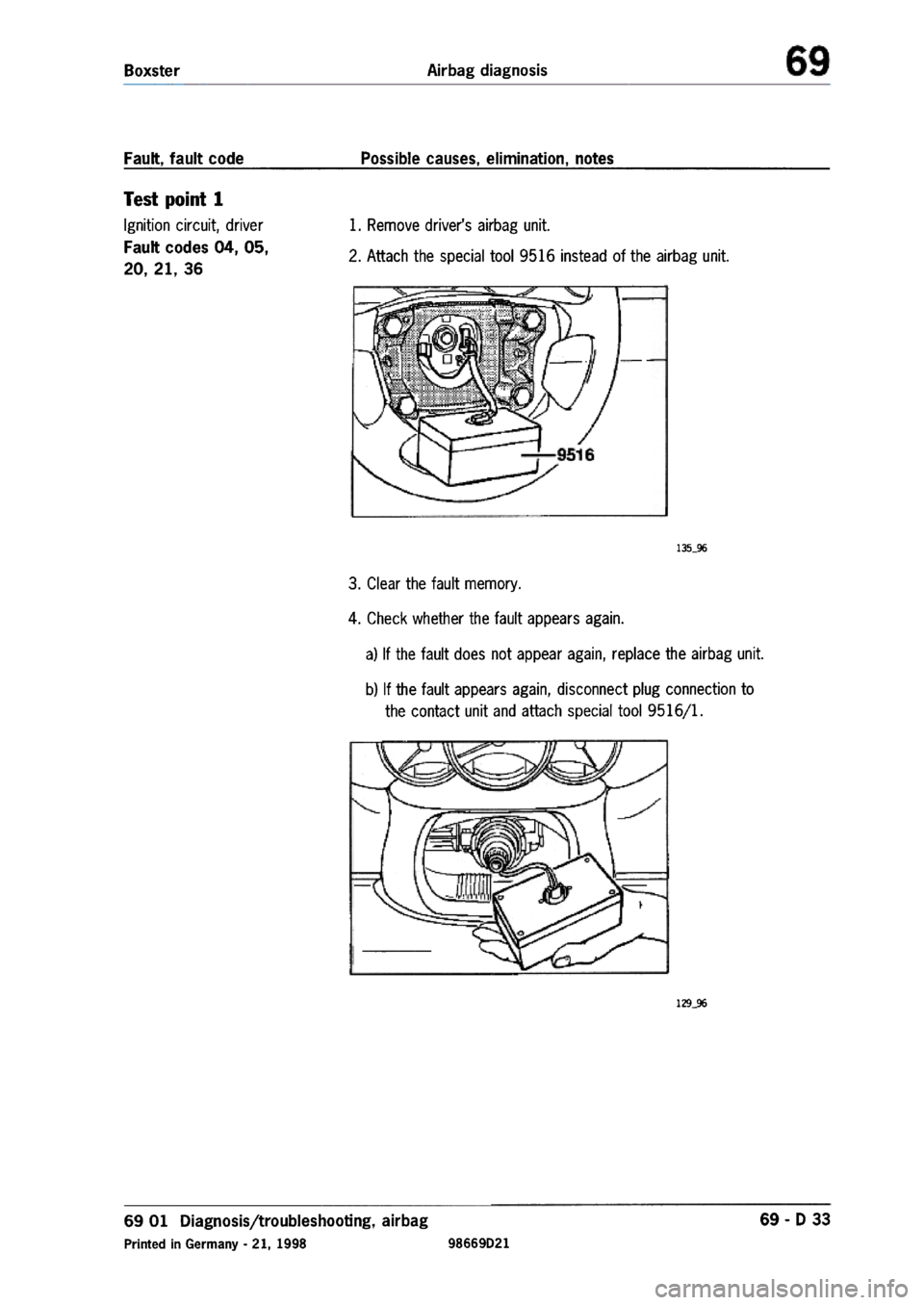 PORSCHE 986 BOXSTER 1997  Workshop Manual 