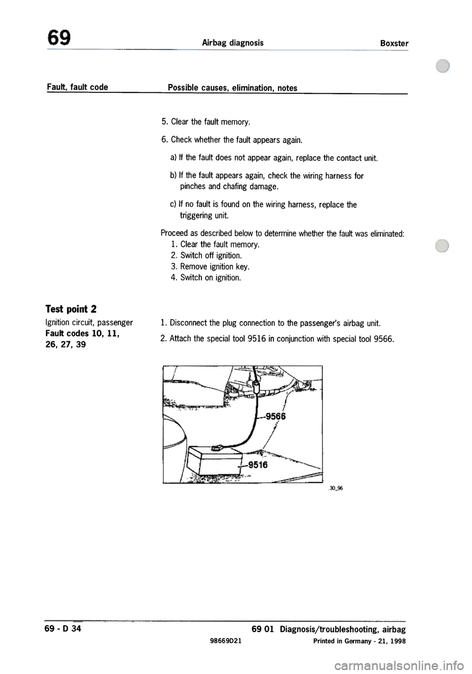 PORSCHE 986 BOXSTER 1997  Workshop Manual 