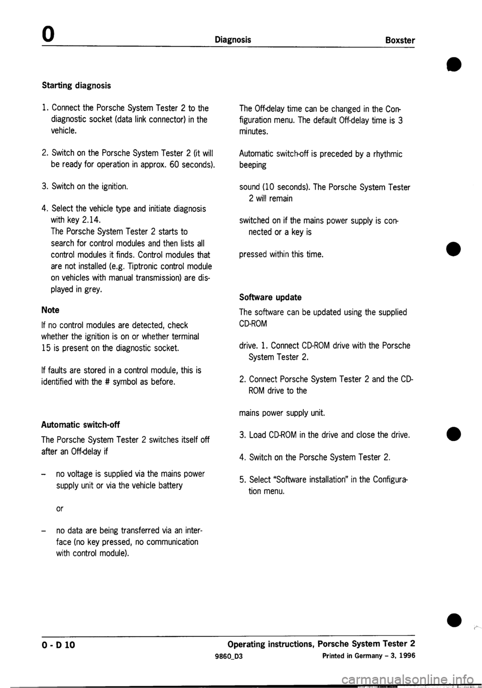 PORSCHE 986 BOXSTER 1997  Workshop Manual 