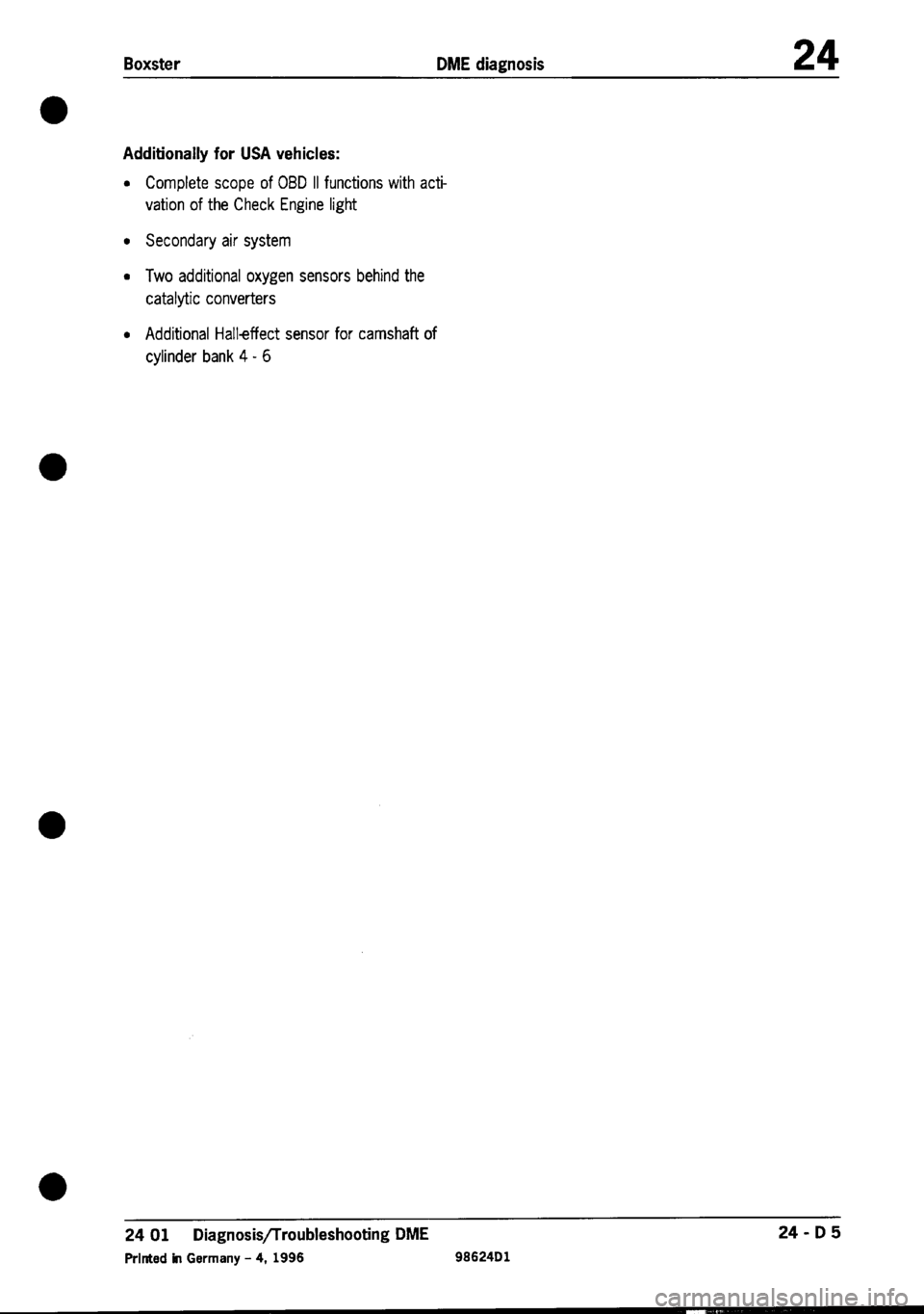 PORSCHE 986 BOXSTER 1997  Workshop Manual 