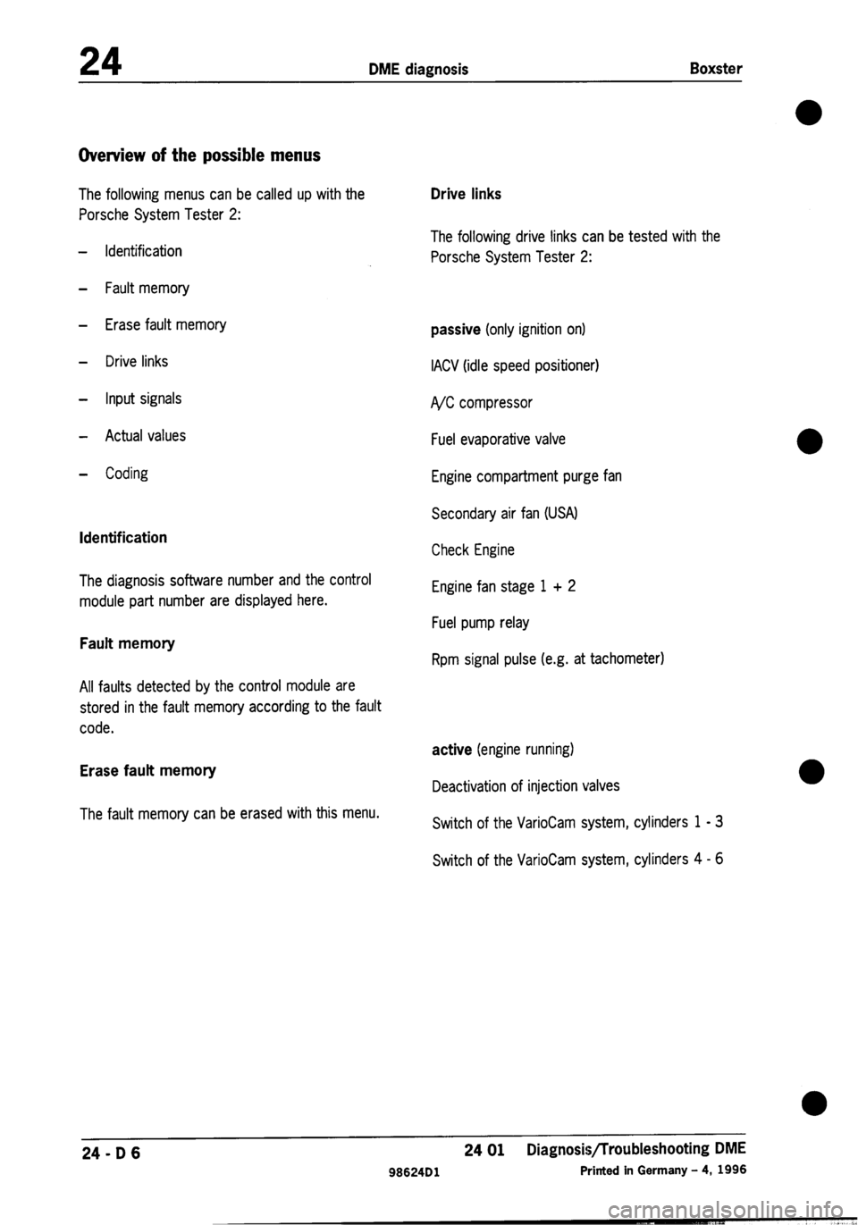 PORSCHE 986 BOXSTER 1997  Workshop Manual 