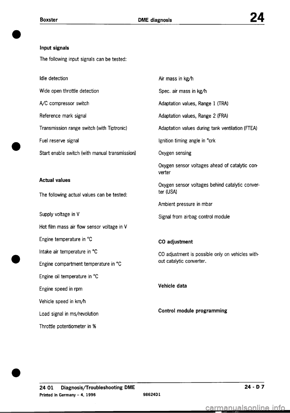 PORSCHE 986 BOXSTER 1997  Workshop Manual 