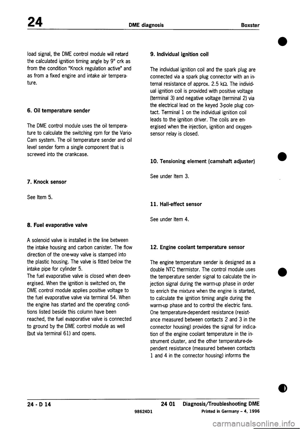 PORSCHE 986 BOXSTER 1997  Workshop Manual 