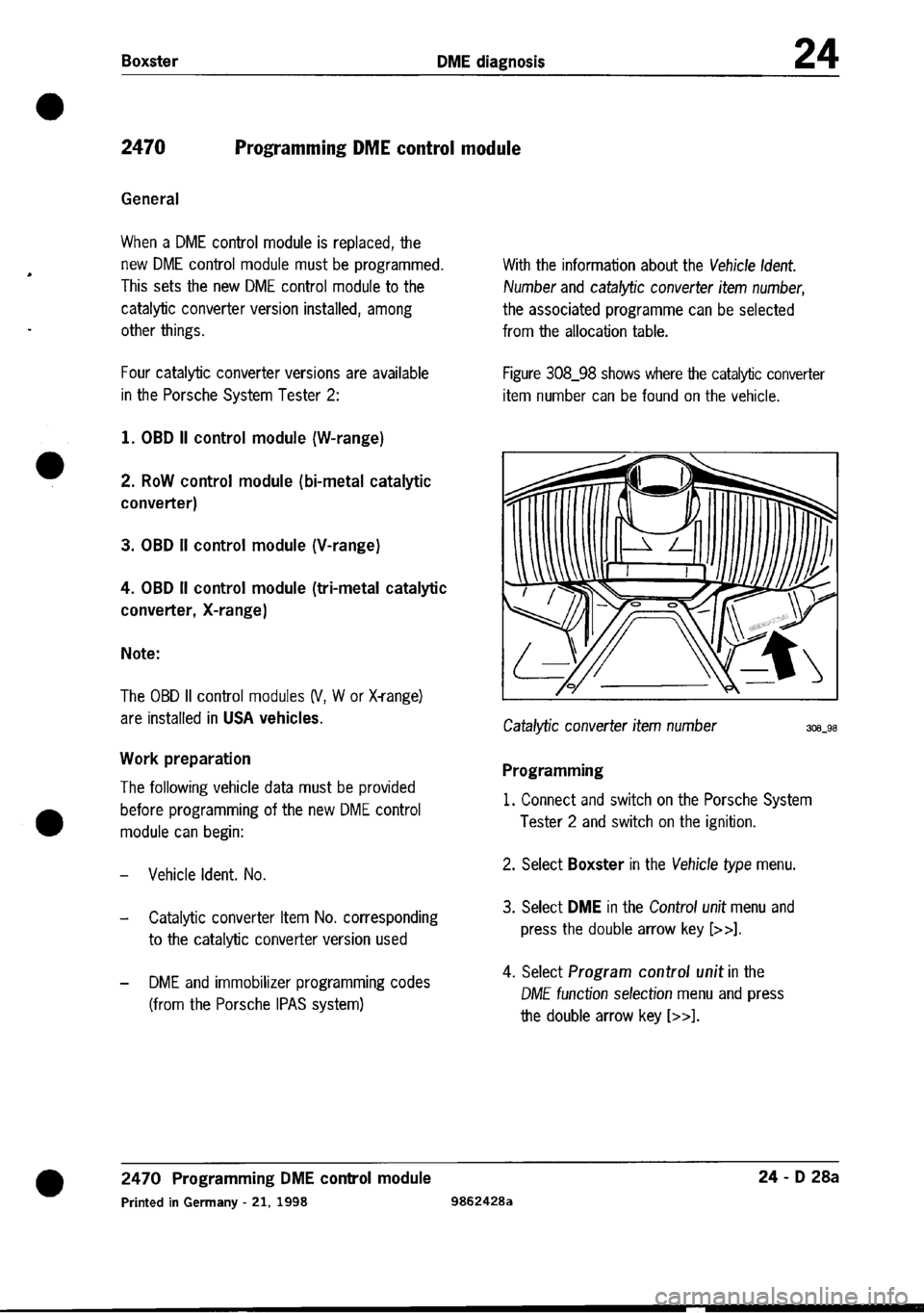 PORSCHE 986 BOXSTER 1997  Workshop Manual 