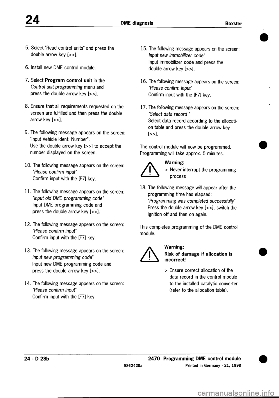 PORSCHE 986 BOXSTER 1997  Workshop Manual 