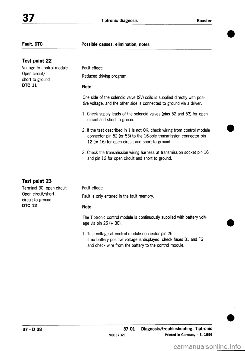 PORSCHE 986 BOXSTER 1997  Workshop Manual 