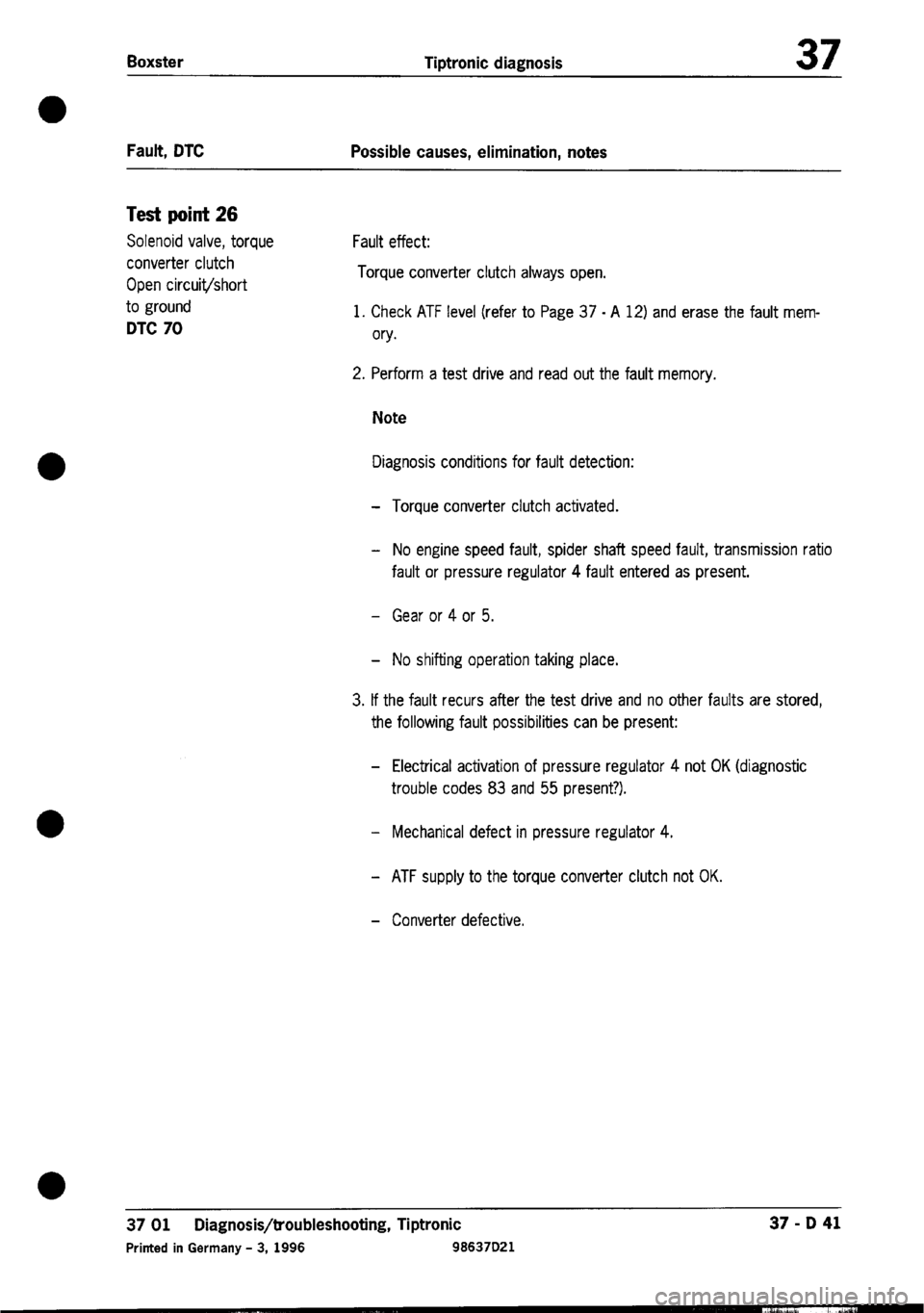 PORSCHE 986 BOXSTER 1997  Workshop Manual 