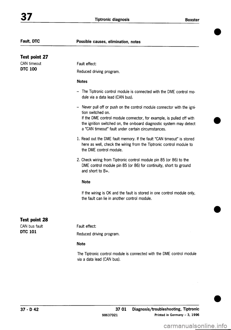 PORSCHE 986 BOXSTER 1997  Workshop Manual 