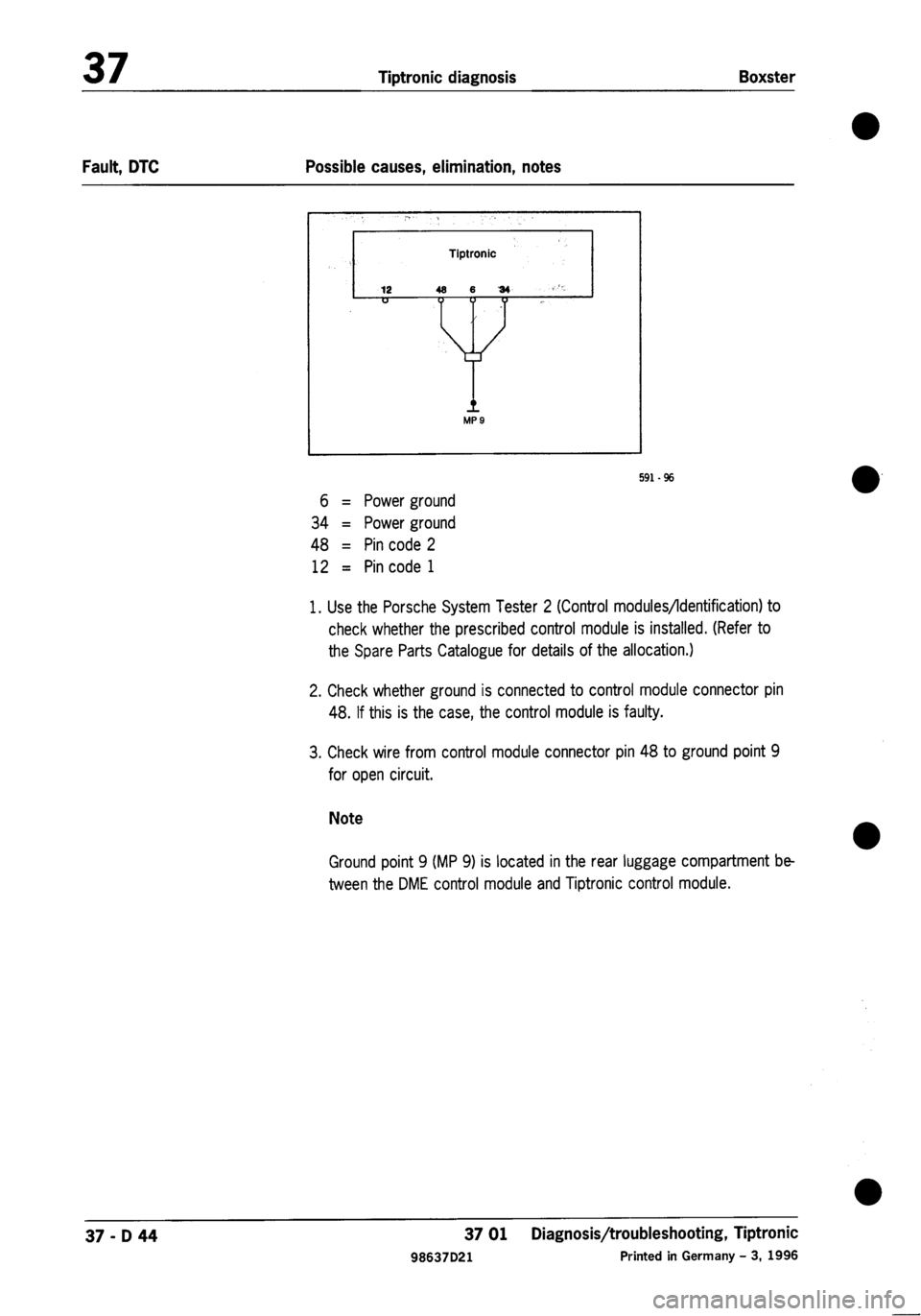 PORSCHE 986 BOXSTER 1997  Workshop Manual 