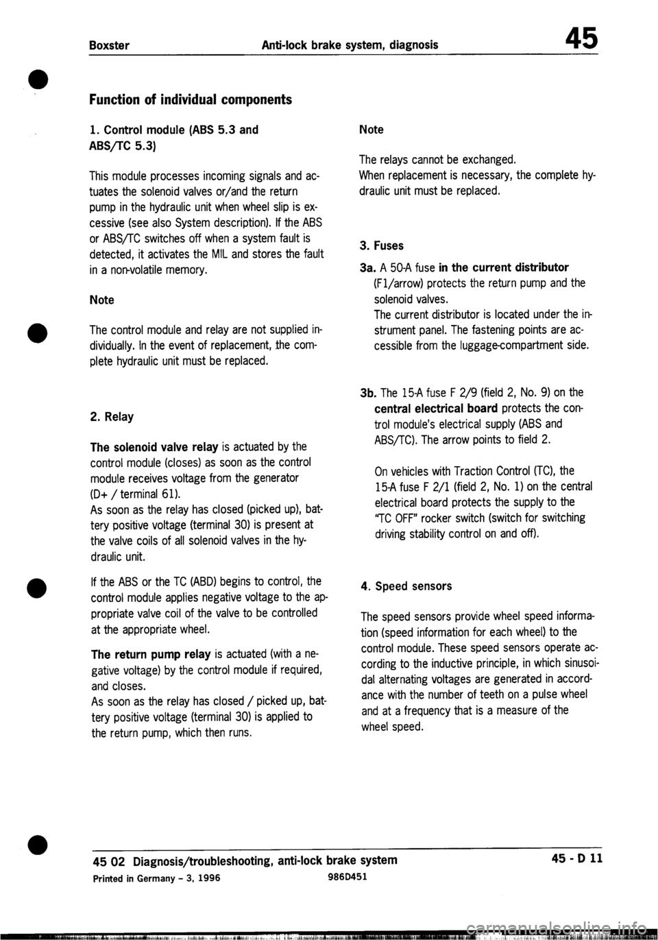 PORSCHE 986 BOXSTER 1997  Workshop Manual 