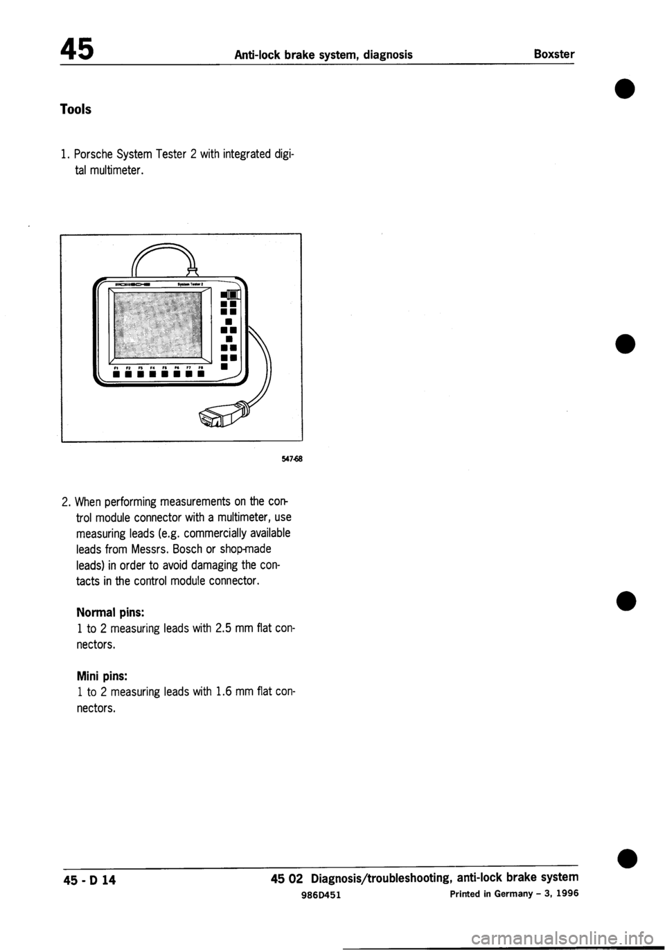 PORSCHE 986 BOXSTER 1997  Workshop Manual 