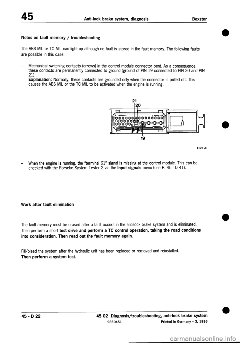 PORSCHE 986 BOXSTER 1997  Workshop Manual 