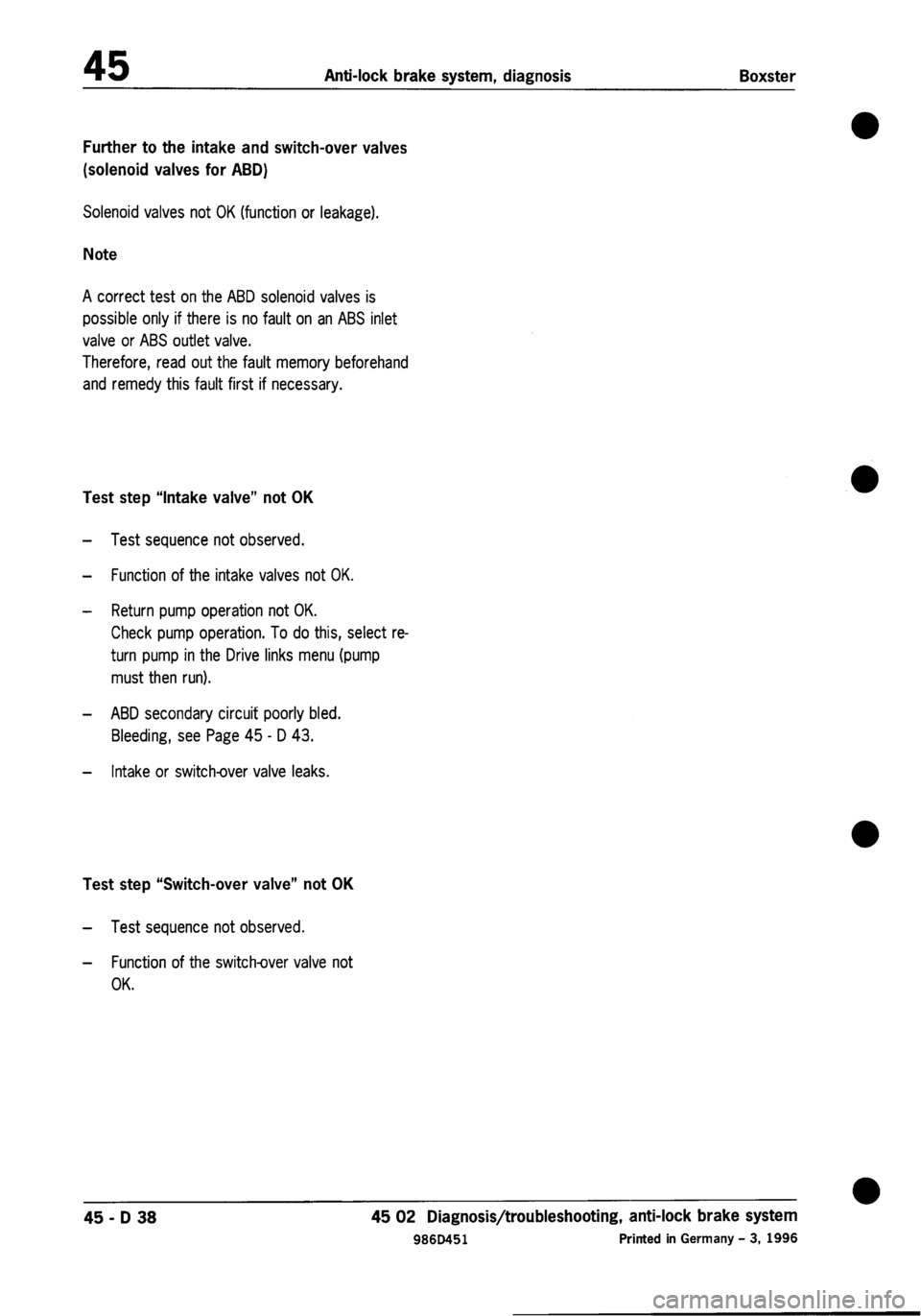 PORSCHE 986 BOXSTER 1997  Workshop Manual 