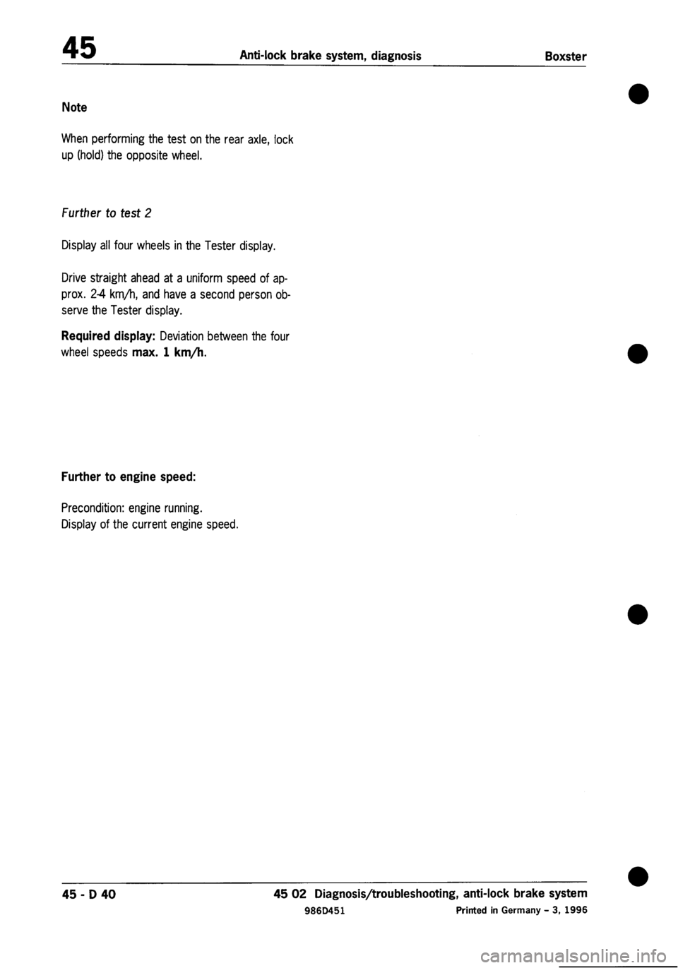 PORSCHE 986 BOXSTER 1997  Workshop Manual 
