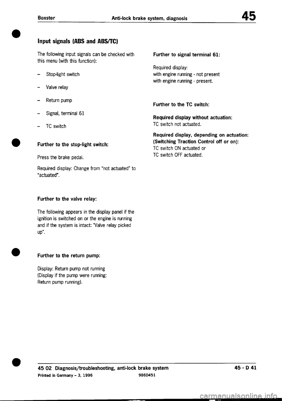 PORSCHE 986 BOXSTER 1997  Workshop Manual 