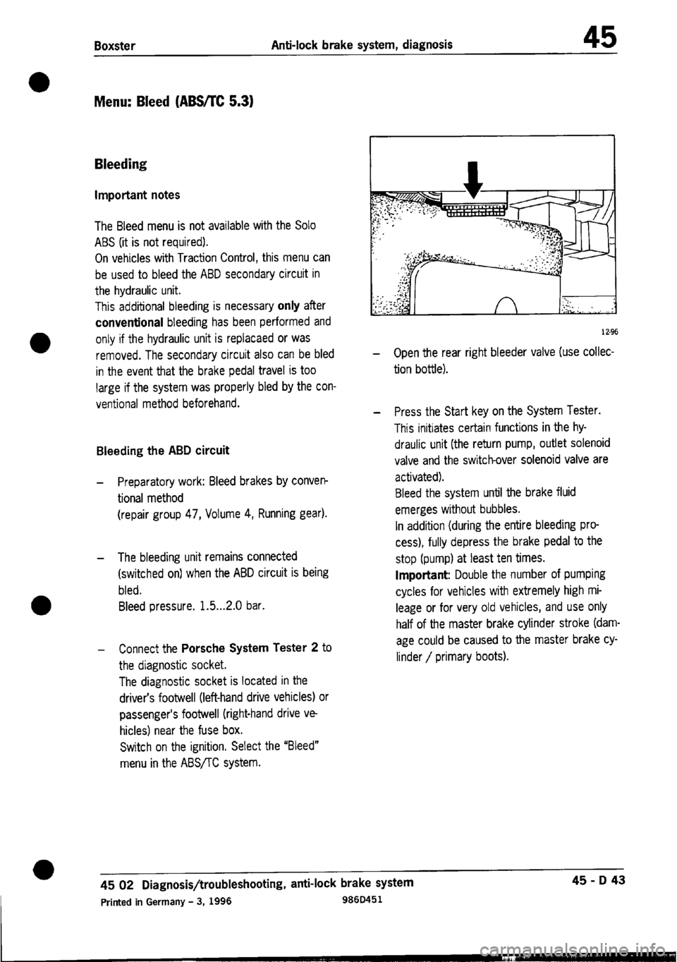 PORSCHE 986 BOXSTER 1997  Workshop Manual 