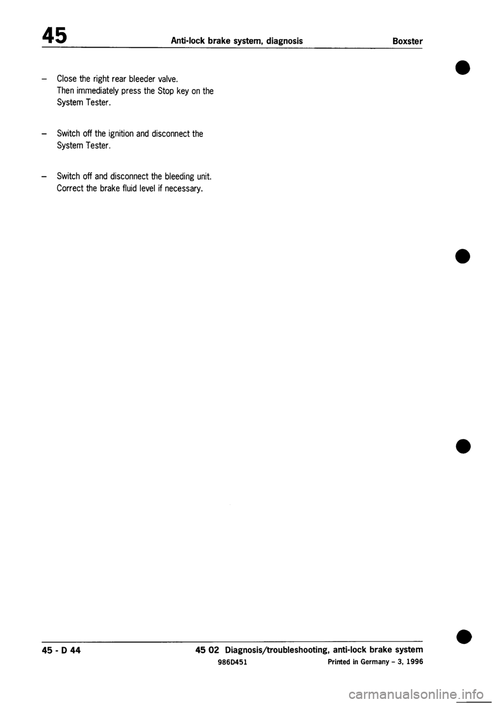 PORSCHE 986 BOXSTER 1997  Workshop Manual 