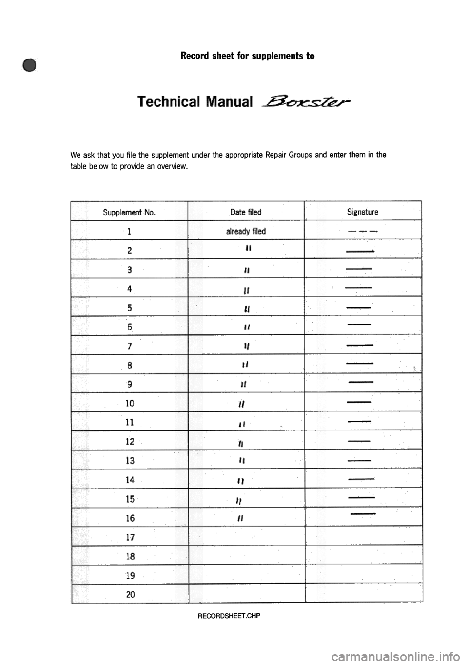 PORSCHE 986 BOXSTER 1997  Workshop Manual 