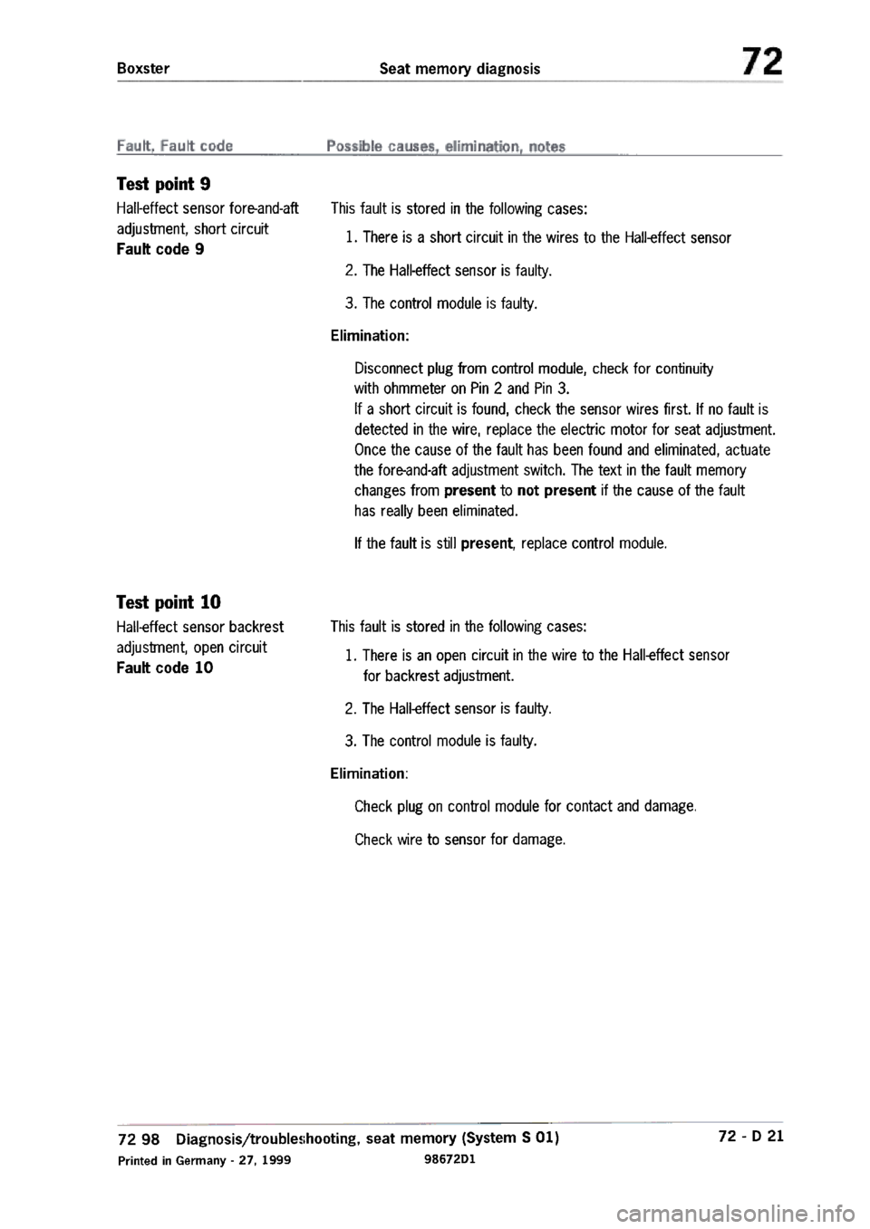 PORSCHE 986 BOXSTER 1997  Workshop Manual 
