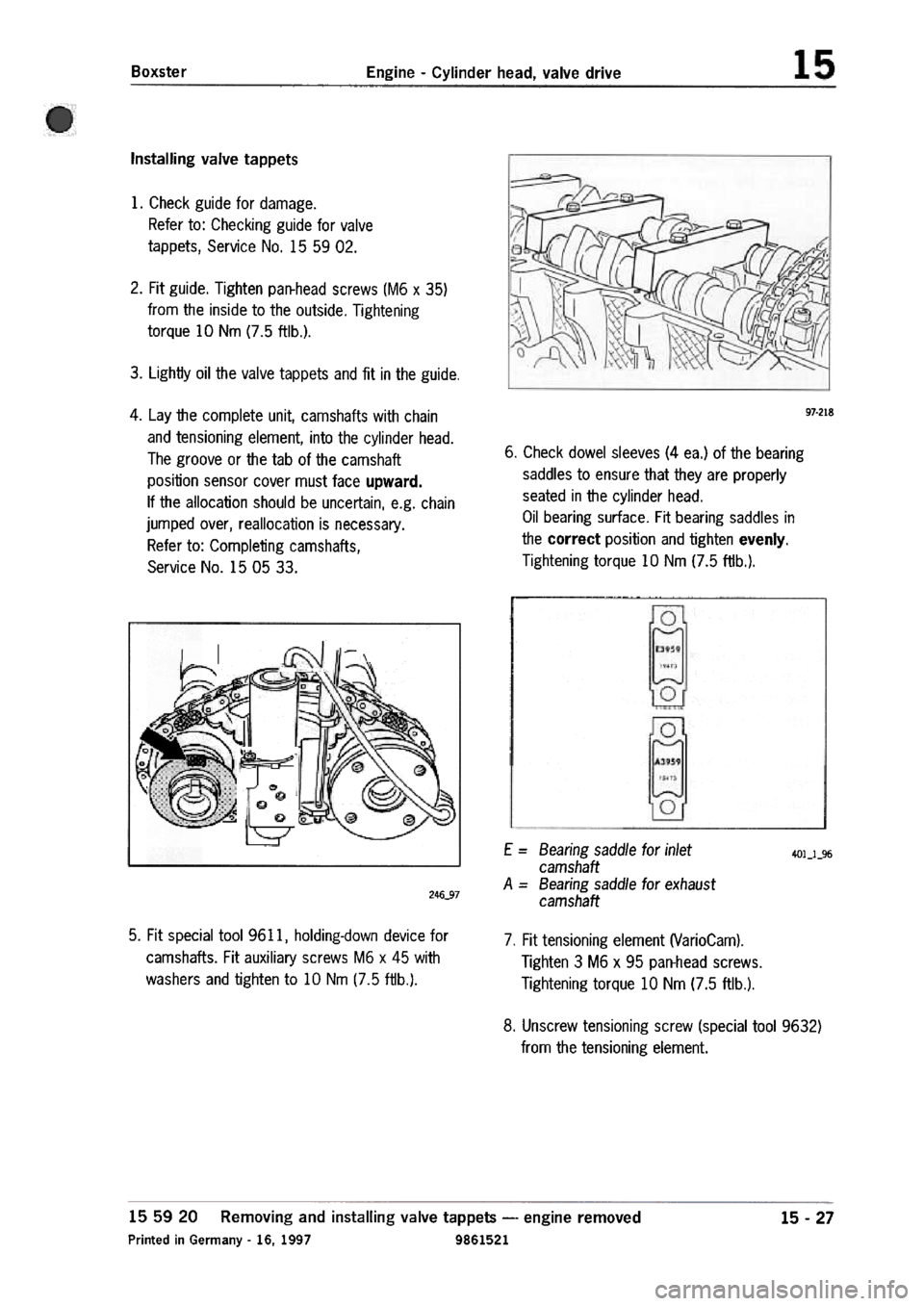 PORSCHE 986 BOXSTER 1997  Workshop Manual 