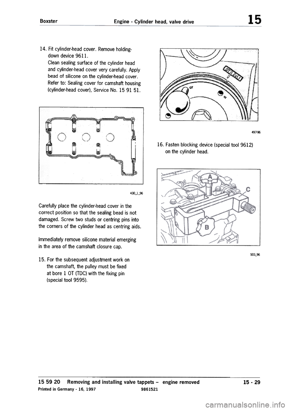 PORSCHE 986 BOXSTER 1997  Workshop Manual 