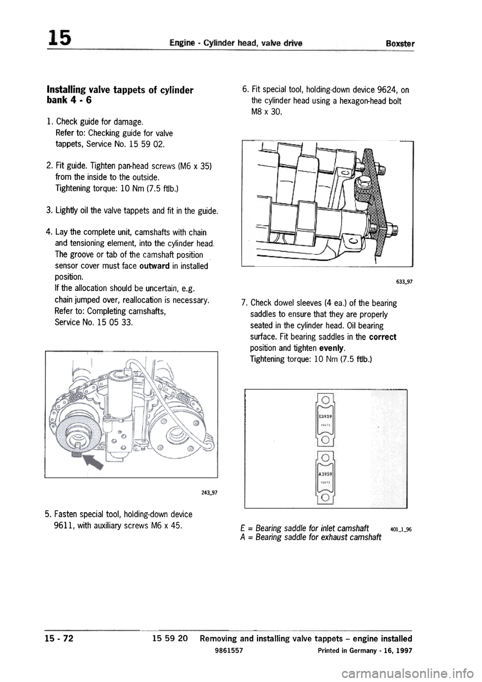 PORSCHE 986 BOXSTER 1997  Workshop Manual 