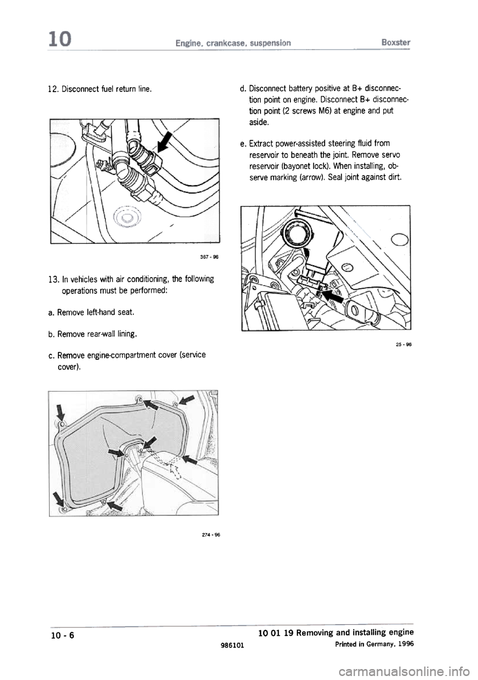PORSCHE 986 BOXSTER 1997  Workshop Manual 