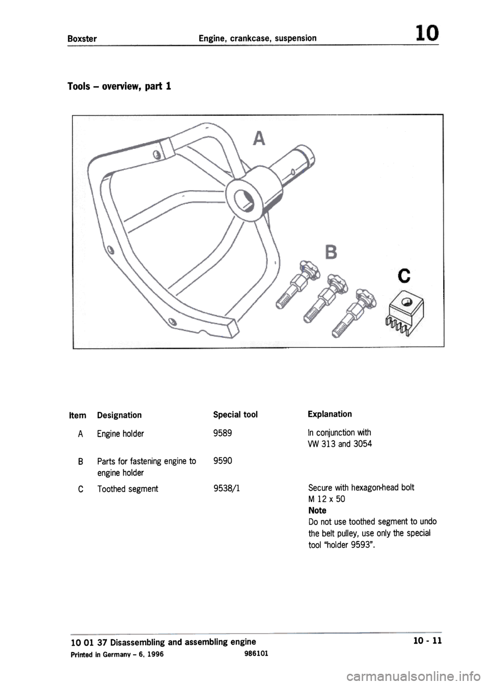 PORSCHE 986 BOXSTER 1997  Workshop Manual 