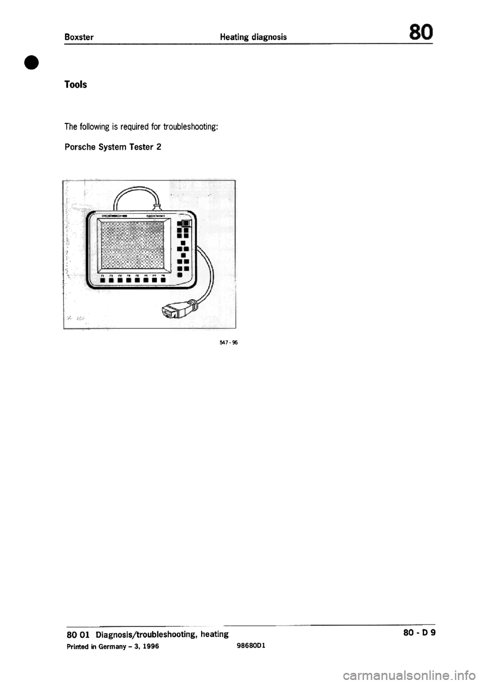 PORSCHE 986 BOXSTER 1997  Workshop Manual 