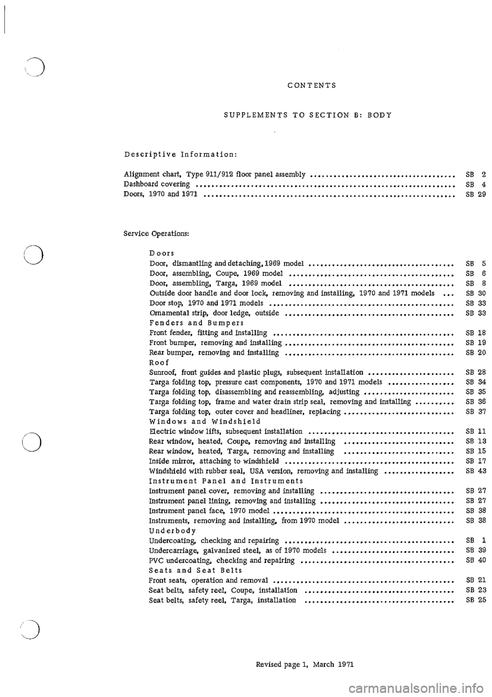 PORSCHE 911 1966 1.G Body Parts Workshop Manual 