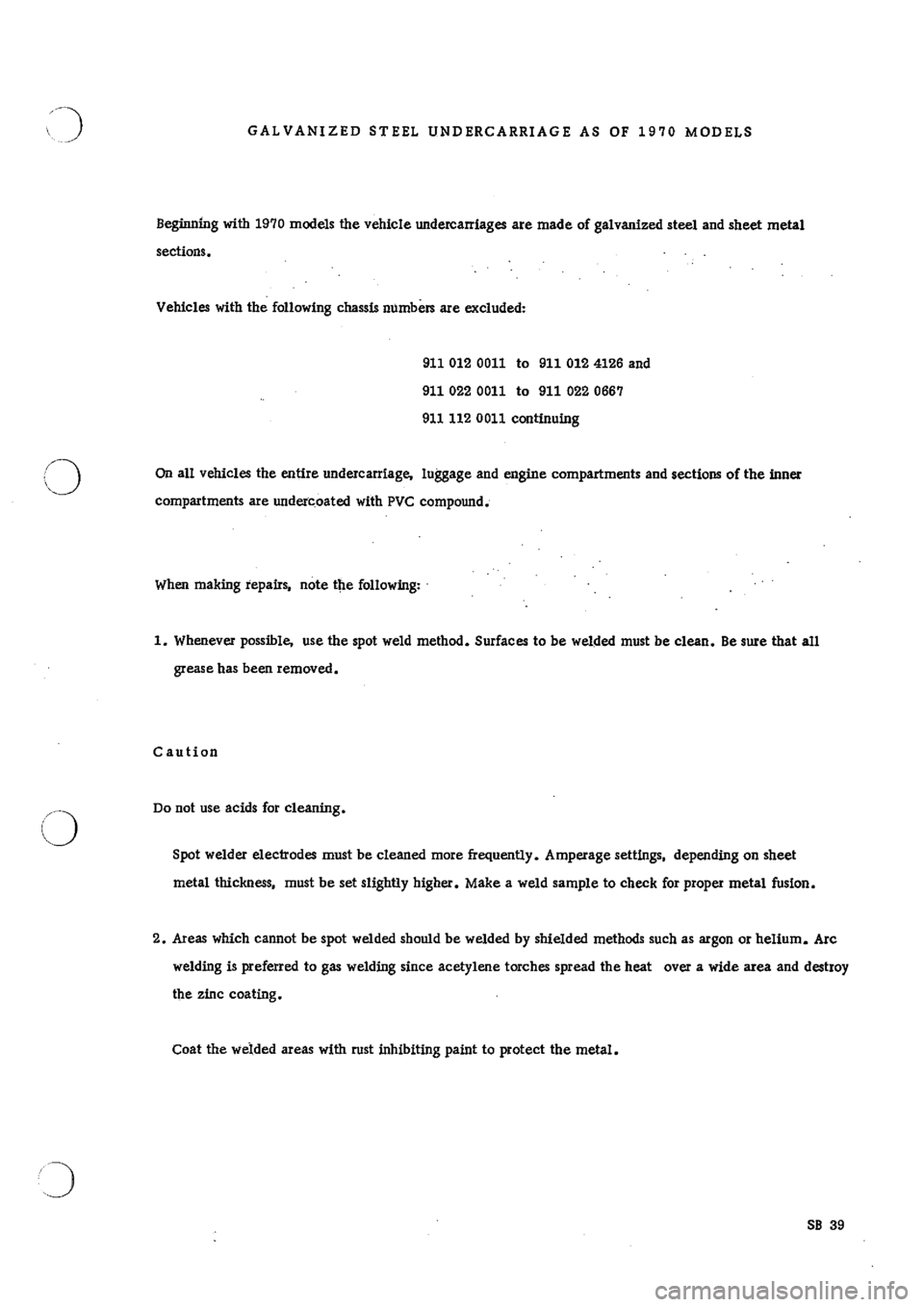 PORSCHE 911 1968 1.G Body Parts Workshop Manual 