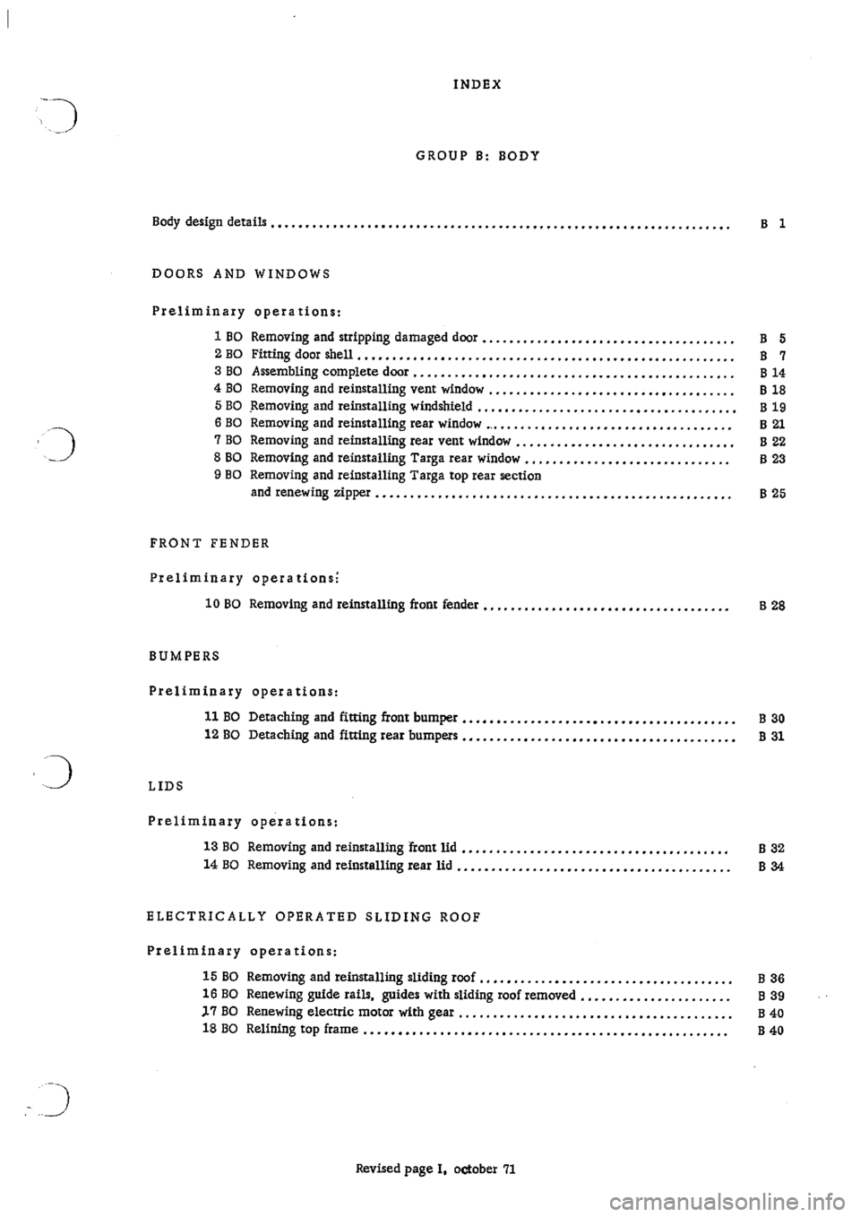 PORSCHE 911 1968 1.G Body Parts 2 Workshop Manual 