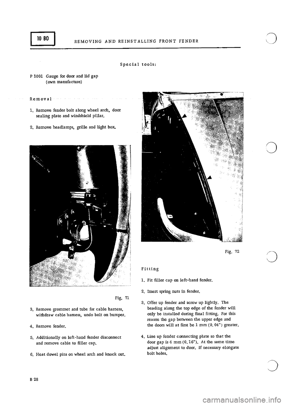PORSCHE 911 1966 1.G Body Parts 2 Workshop Manual 
