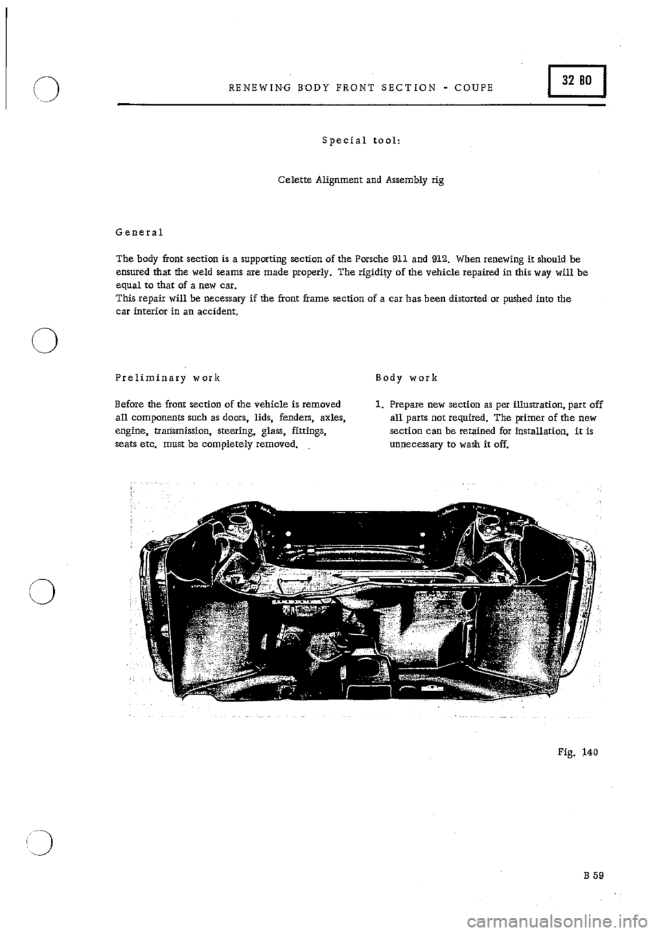 PORSCHE 911 1966 1.G Body Parts 2 Workshop Manual 